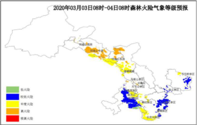 2020年3月3日甘肃省森林火险气象等级预报