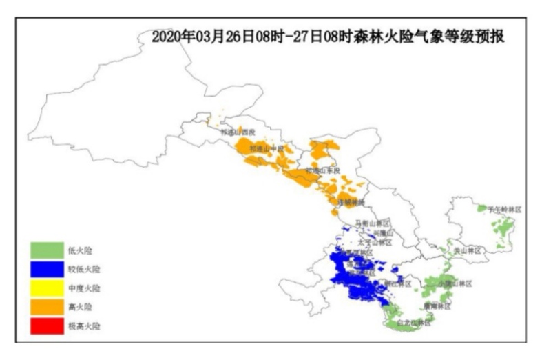 2020年3月26日甘肃省森林火险气象等级预报